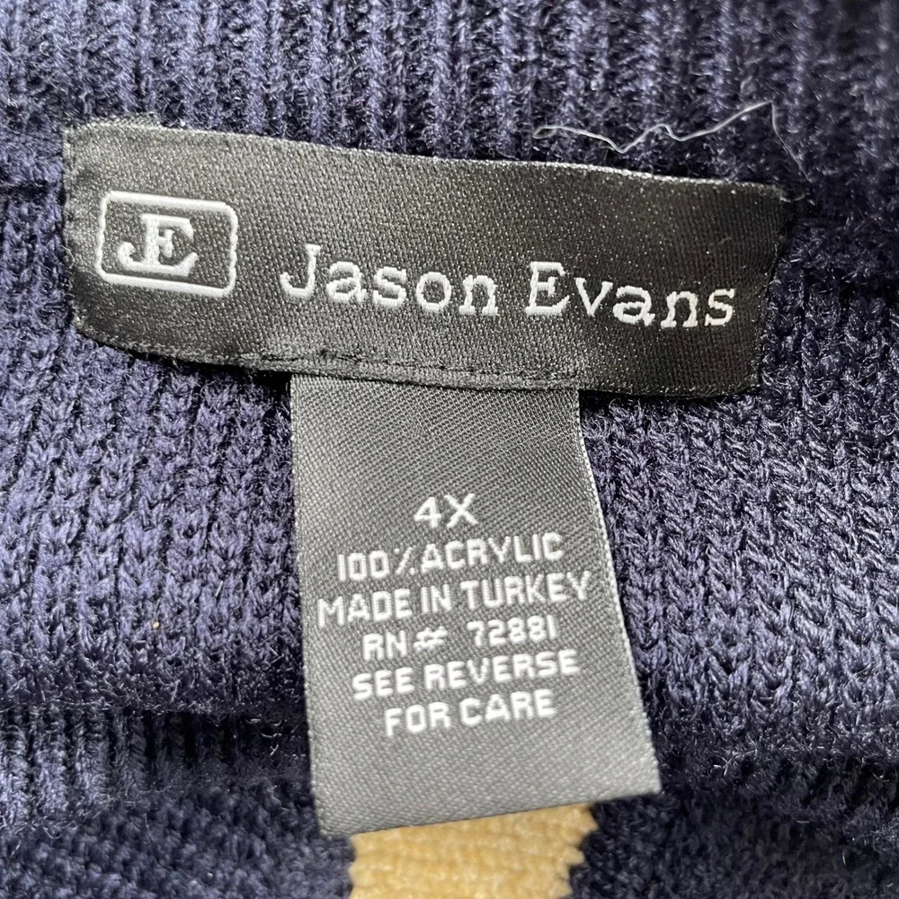 Jason Evans Mens 4X Navy Blue Like Cooji Textured Knit Crewneck Sweater